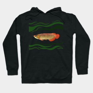 Orange Arowana Fish Green waves Hoodie